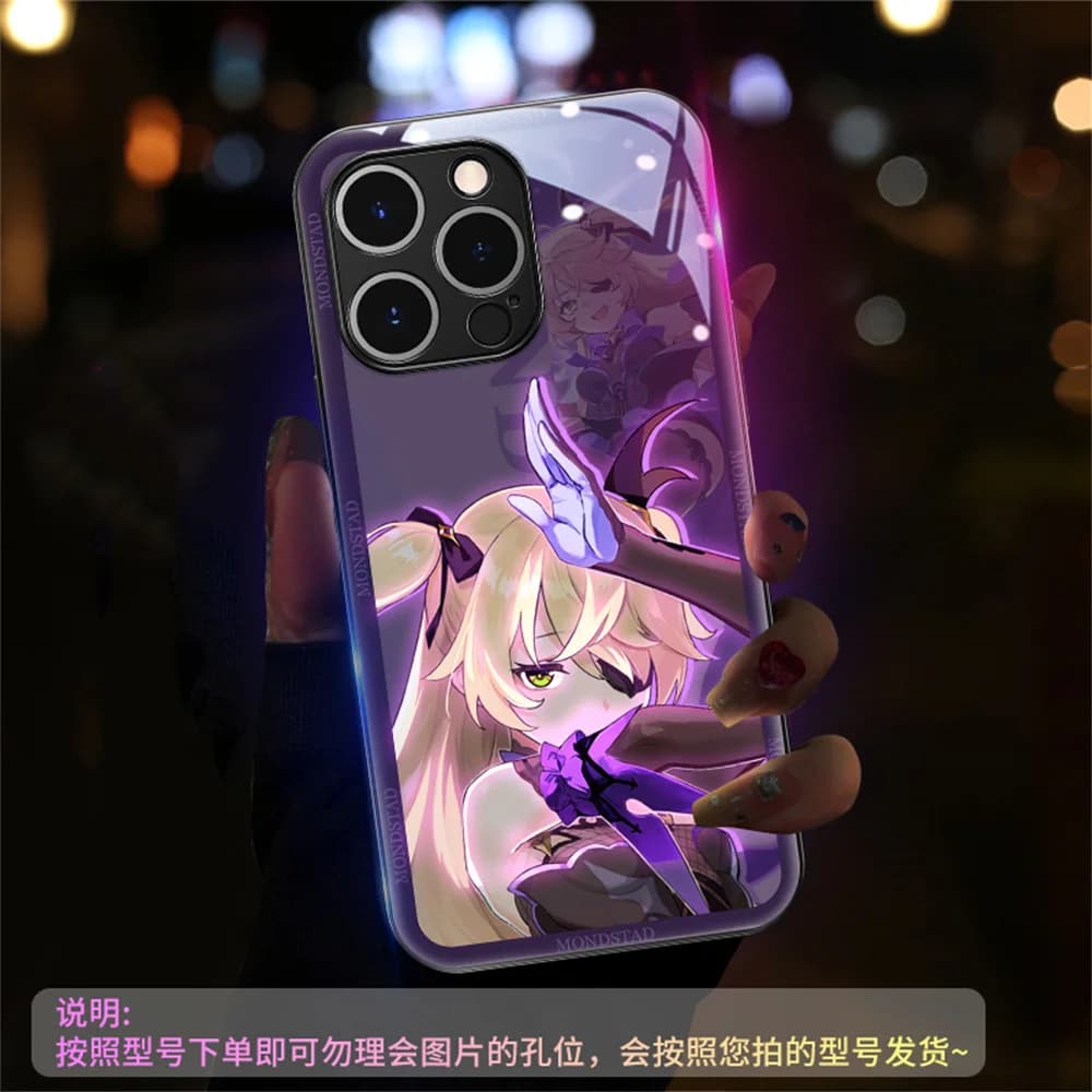 Fischl Of Genshin Impact LED Light Up Phone Case Glowing Back Cover For Samsung S26 S25 S24 S23 S22 S21 S20 FE Plus Ultra