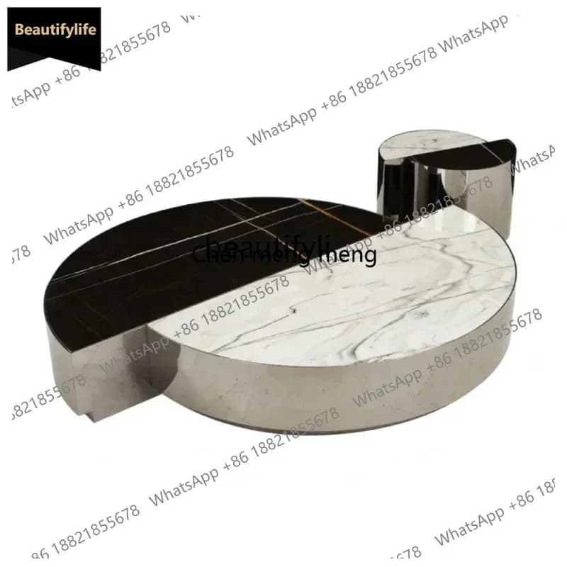 Y183FC Light luxury mirror, luxury stone coffee table, Lauren black gold, natural marble table