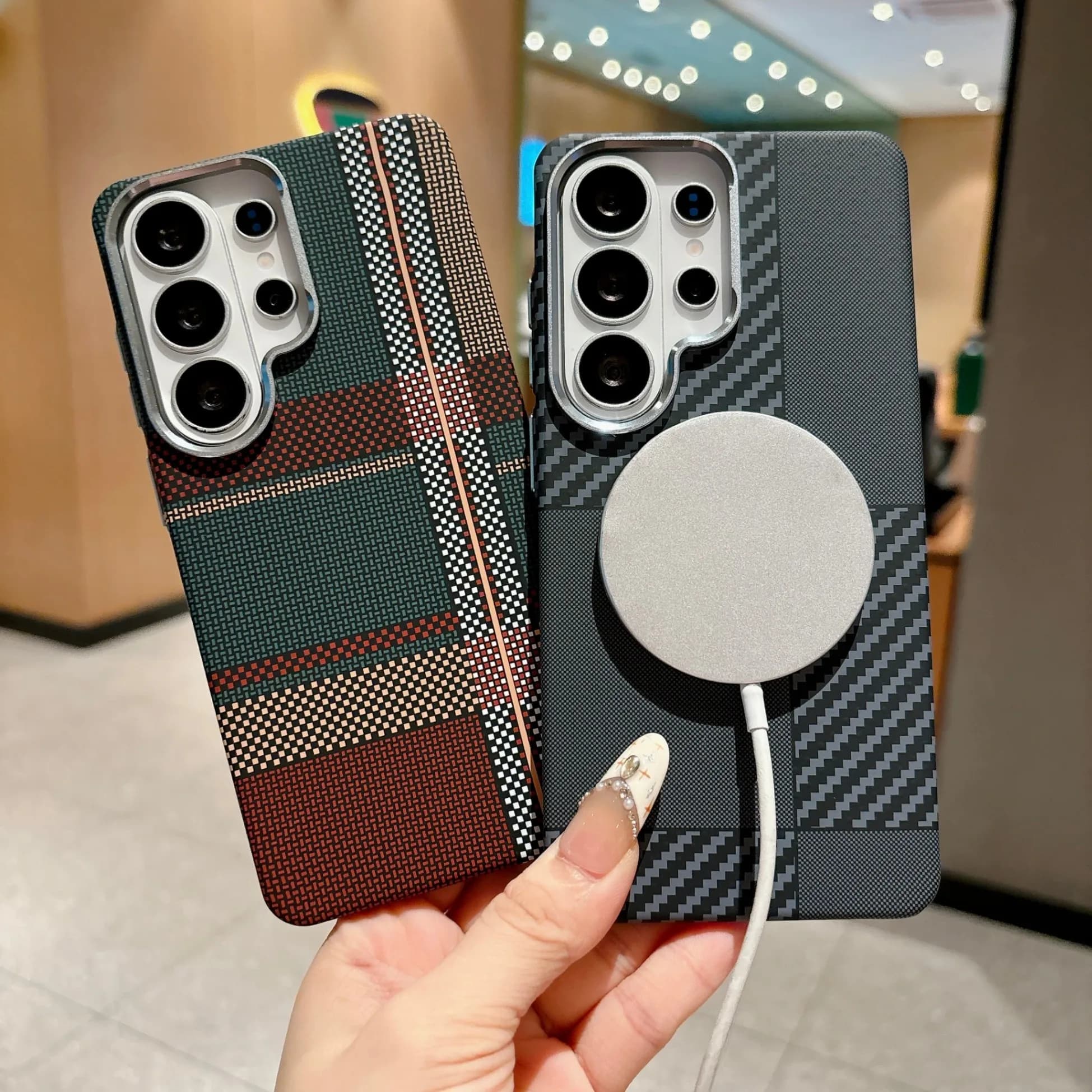 Original Luxury Matte Light Hard Slim Covers For Samsung Galaxy S25 Ultra S26 S24 Cover For MagSafe Transparent Shockproof