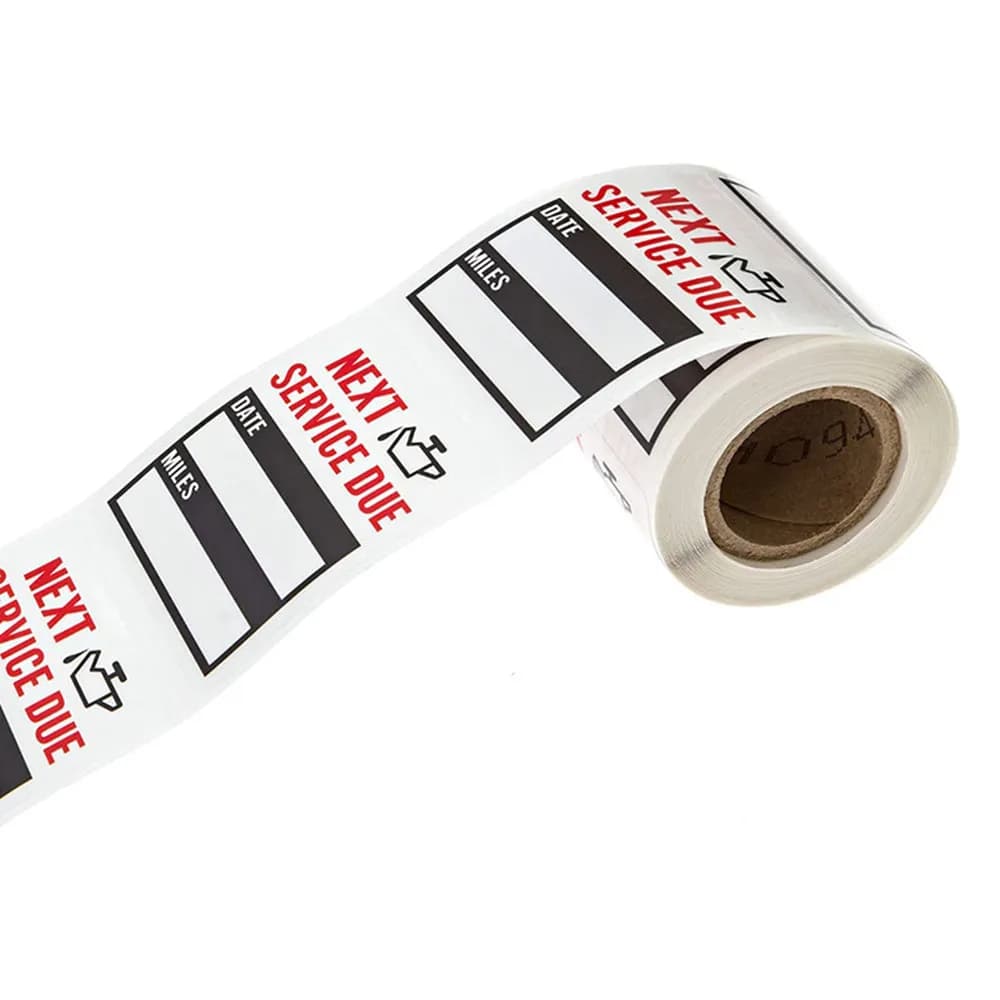 100pcs/roll Oil Change Maintenance Service Reminder Stickers Window Sticker PET Adhesive Labels Car Sticker "NEXT SERVICE DUE"