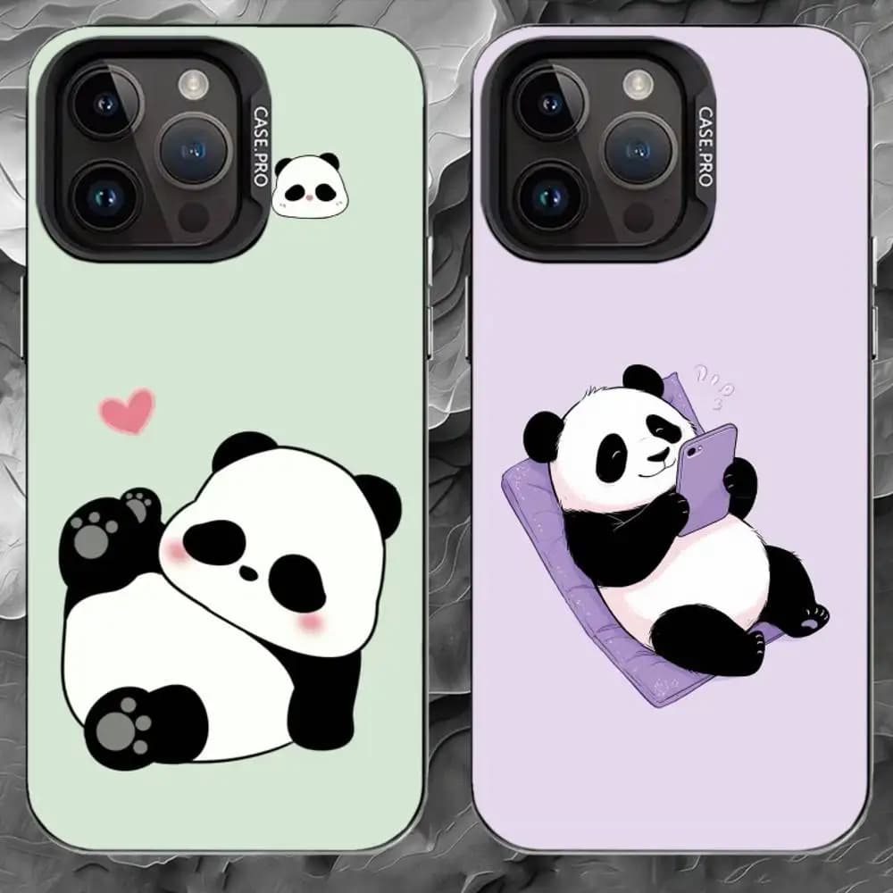 C-Cute giant panda Phone Case For iPhone 17 16 15 14 13 12 11 Pro Max Plus Silver Matte Black Cover