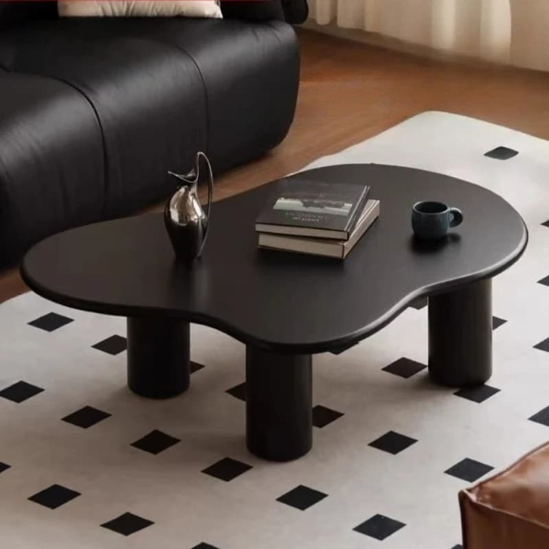 Vintage Black Coffee Table Irregular Wooden Small Low Coffee Tables Minimalist Modern Mesas De Centro Para Sala Home Furniture