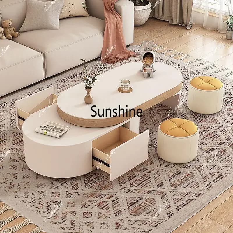 Unique Living Room Coffee Table With Drawers Luxury Oval Nordic Style Coffee Table Modular French Coffee Table Home FurnitureTJ