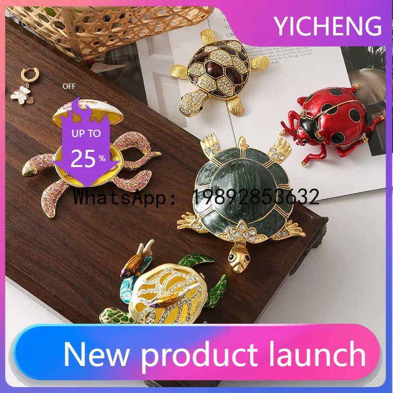 SLT creative enamel color decoration box, jewelry box, metal turtle ornament home decoration