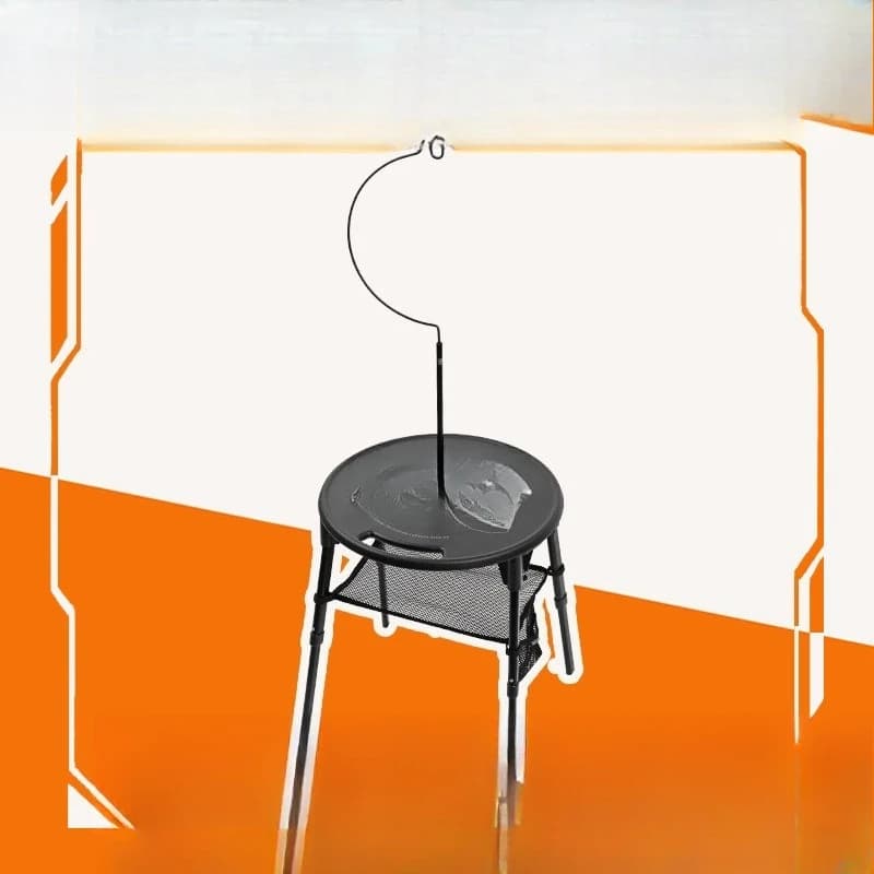 Outdoor camping round table set, adjustable table, telescopic bench, camping chair, plastic table