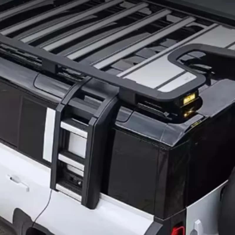 New Upgraded External Modification 2-piece Set Side Ladder Multi-Function Roof Platform Rack for Defender Accessories