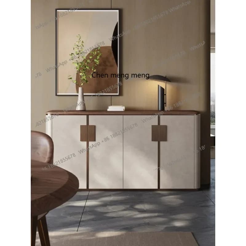 X Solid wood simple living room wall rack, black walnut porch cabinet