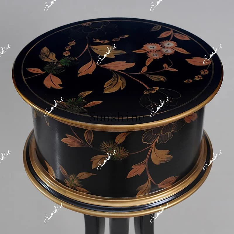 Vintage painted black gold black silver blue high flower flower stand edge lamp stand high corner stand  FT