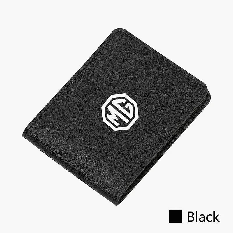 Car Leather ID Card Driver License Bank Card Protector Sleeve For MG HS ZS MG6 MG4 EV Mulan, MG Logo Document Storage Wallet Aut