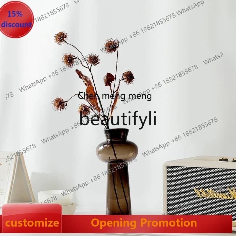 S7486teae Modern simple glass vase ornament, living room dining table, flower simulation flower creative advanced flower sensor