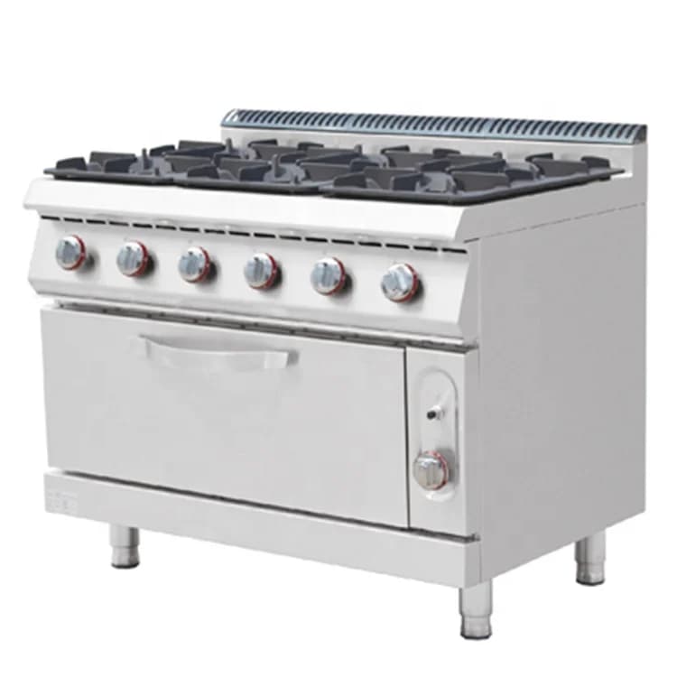 Kitchen Appliances Gas Style 6 Burners With Oven With Safety Valve Hotel Kitchen Utensils