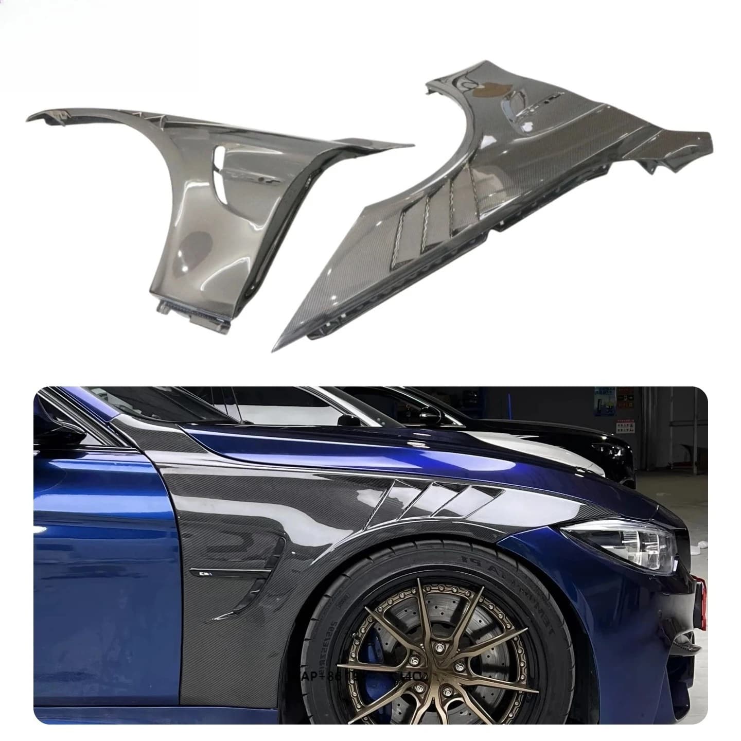 Real Carbon Fiber Side Fenders Modified Automotive Front Bumper Fender Body Kit for F82 M4