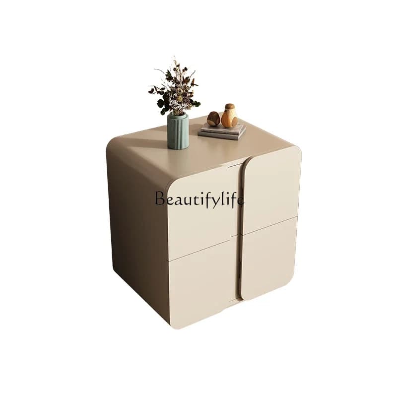 LJYMinimalist Cream Wind Bedside Table Simple Modern Bedroom Light Luxury Small Paint Storage Locker