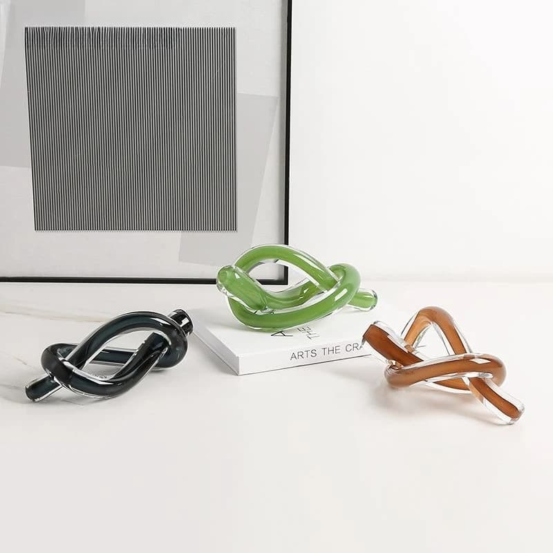 Nordic ins style abstract rope knot glass ornament fashion model room living room wine cabinet home creative