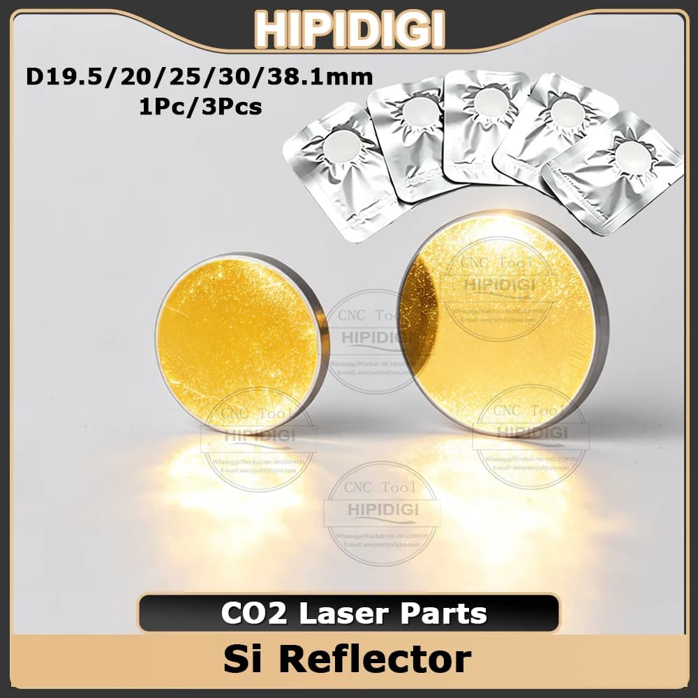 CO2 Laser Si Reflective Mirrors Dia19.05/20/25/30 10.6um 400W Mirrored Lenses Gold-Plated Silicon for Cutting Machine Engraver