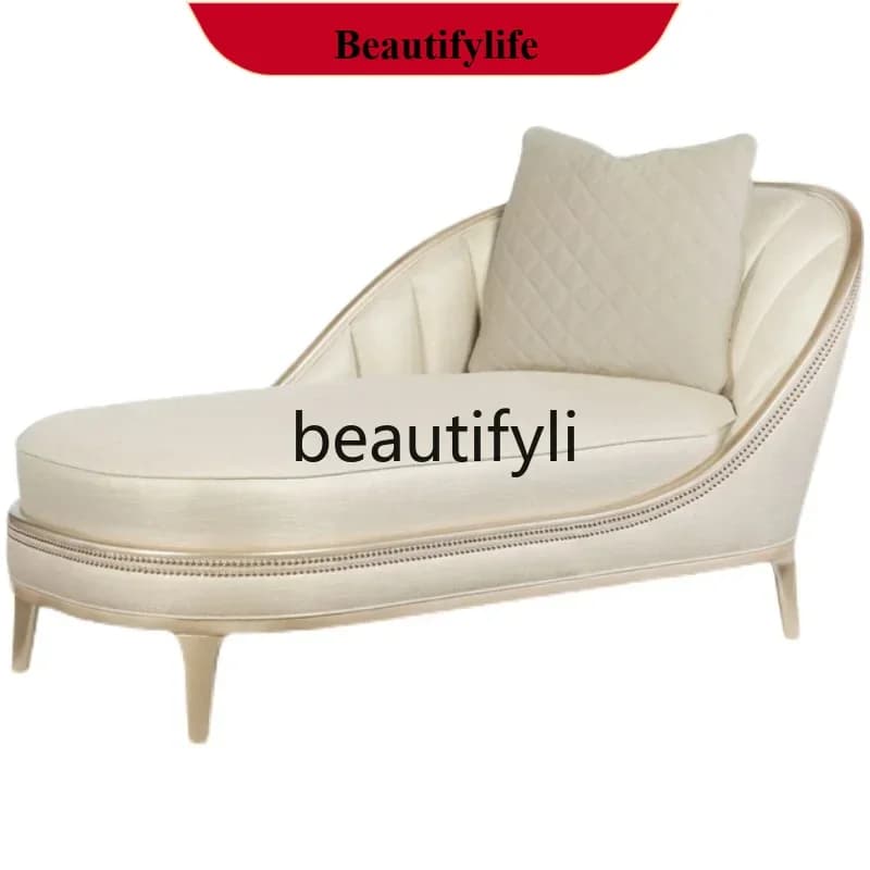 D178  Light luxury fabric concubine sofa chair American simple solid wood concubine couch leisure chair
