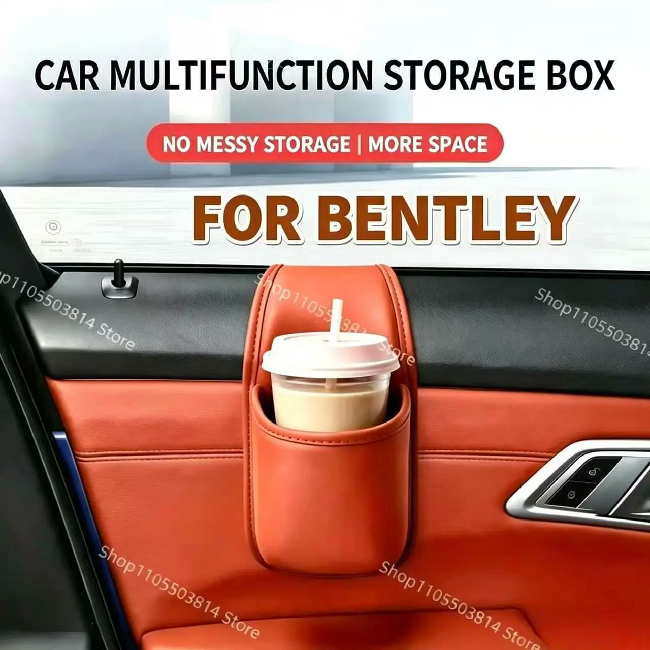 For Bentley Bentayga Continenta Car Door Hanging Storage Box Glass Gap Storage Bag Cup Holder Water Bottle Organizer Accessories