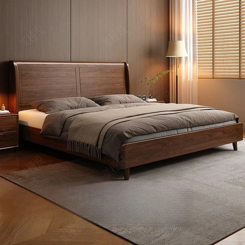 North American black walnut solid wood bed 1.8 meters master bedroom double bed 1.5 meters household simple wedding bed