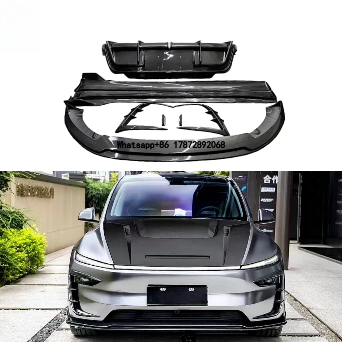 Carbon Fiber CMST Style Bodykit for Model Y Front Bumper Lip Canard Side Skirts Rear Diffuser 2025+ Aero Kit