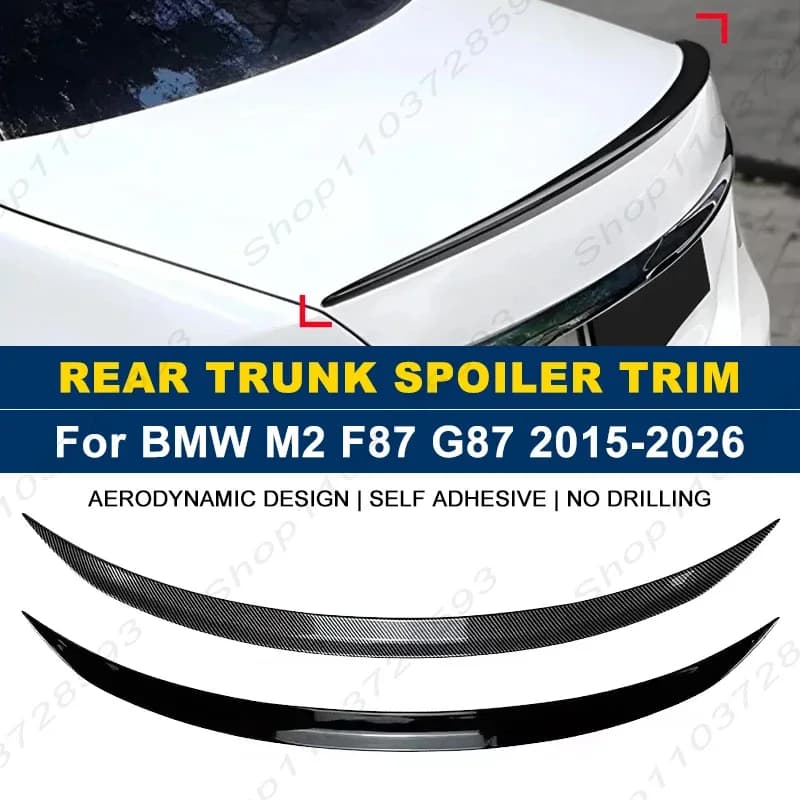 For BMW Accessories M2 F87 G87 2015-2026 Car Rear Trunk Boot Spoiler Wing Lip Body Kits Gloss Black Soft Plastic