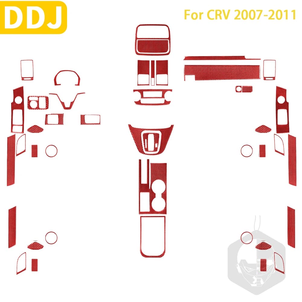 For Honda CRV 2007-2011 Accessories Car Red Carbon Fiber Interior Gear Control Air Outlet Trim Sticker Decoration
