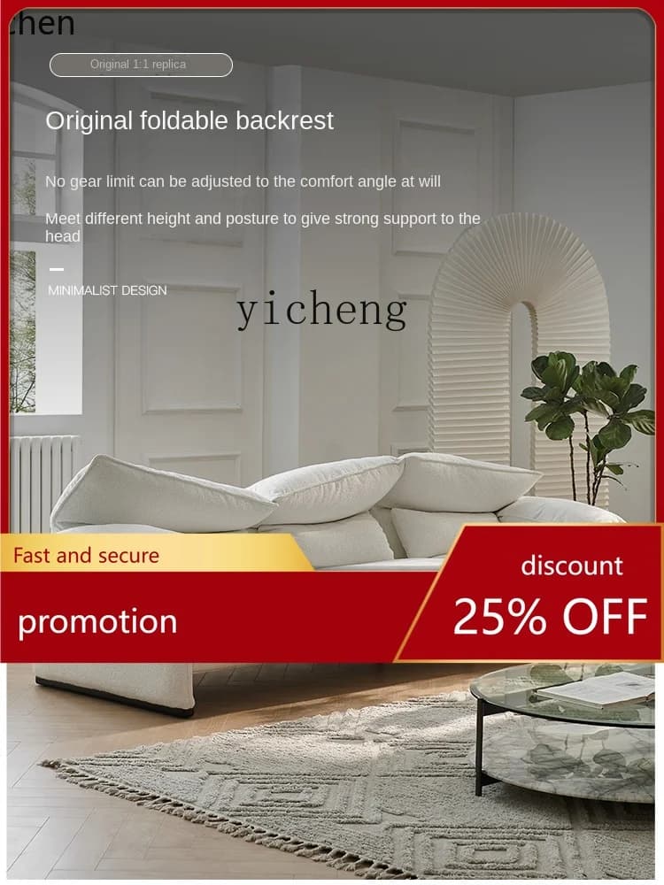 YFY  Fabric Sofa French Style Mid-Ancient Living Room Three-Seat Straight Row Sofa