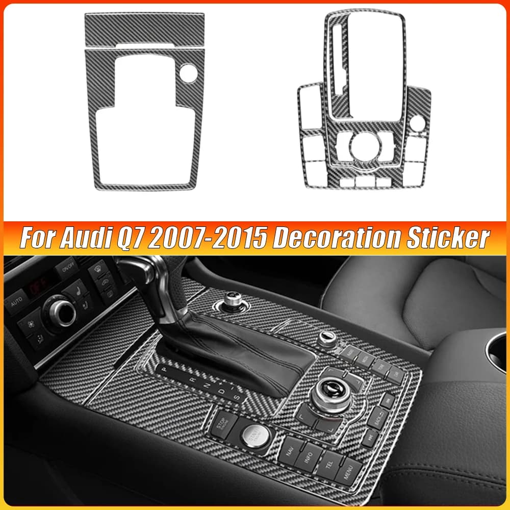 Carbon Fiber Gear Shift Panel Cover Trim for Compatible with Audi Q7 2007 to 2015 Models, Interior Console Decoration Sticker