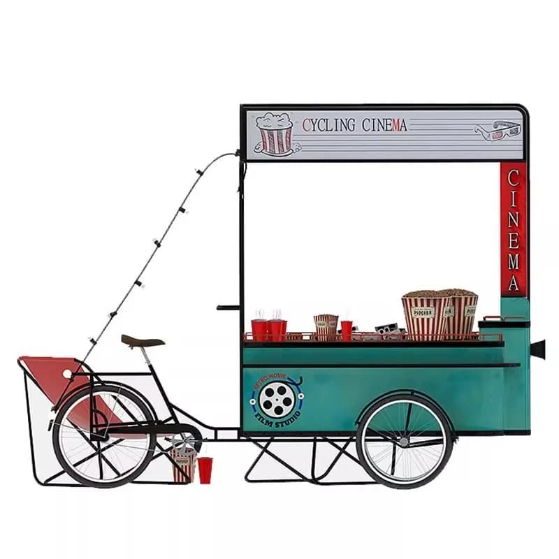 Mobile Food Cart for Outdoor Vending Popcorn Ice Cream Noodles Lemonade Candy and Bakery Snacks