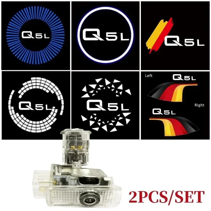 2Pcs HD LED Car Door Courtesy Logo Welcome Ghost Shadow Projector Lamps Styling Replacement For Audi Q5L Auto Decor Accessories
