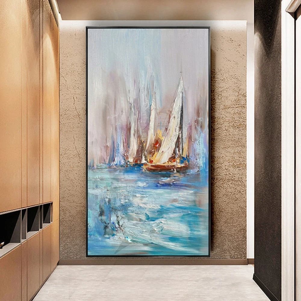 Abstract Oil Painting Hand Painted Ship Art on Canvas Wall Decor for Living Room Sofa Back Trim Home Decorative Picture