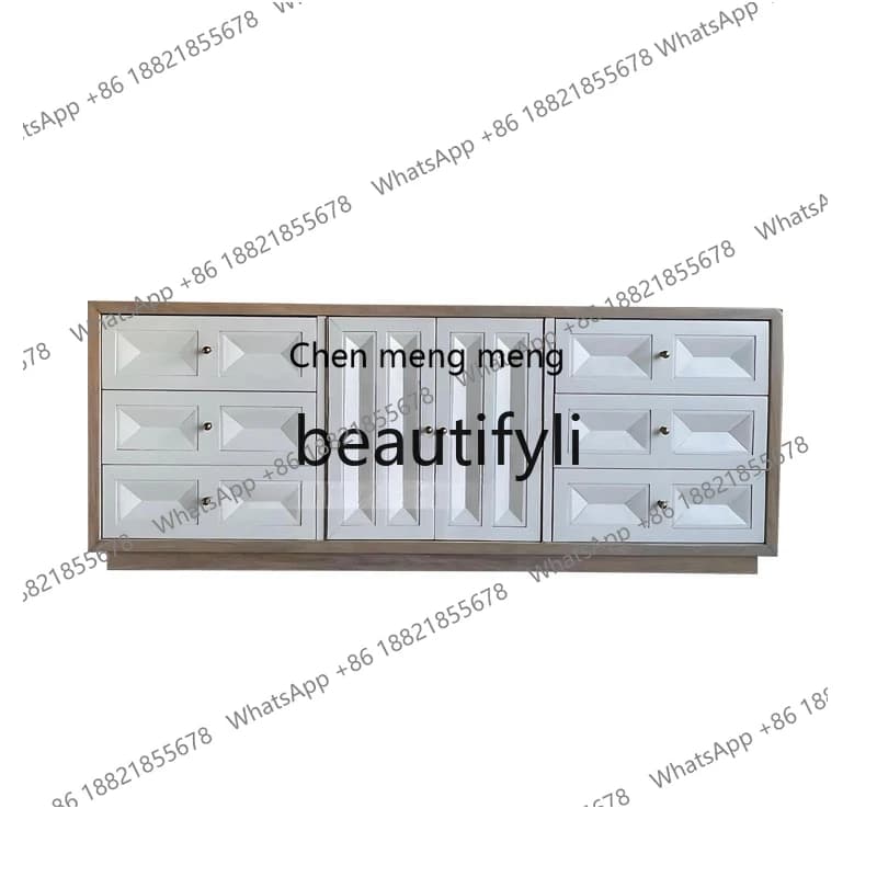 French retro door cabinet solid wood carving flower living room bedroom chest storage cabinet American light luxuryH