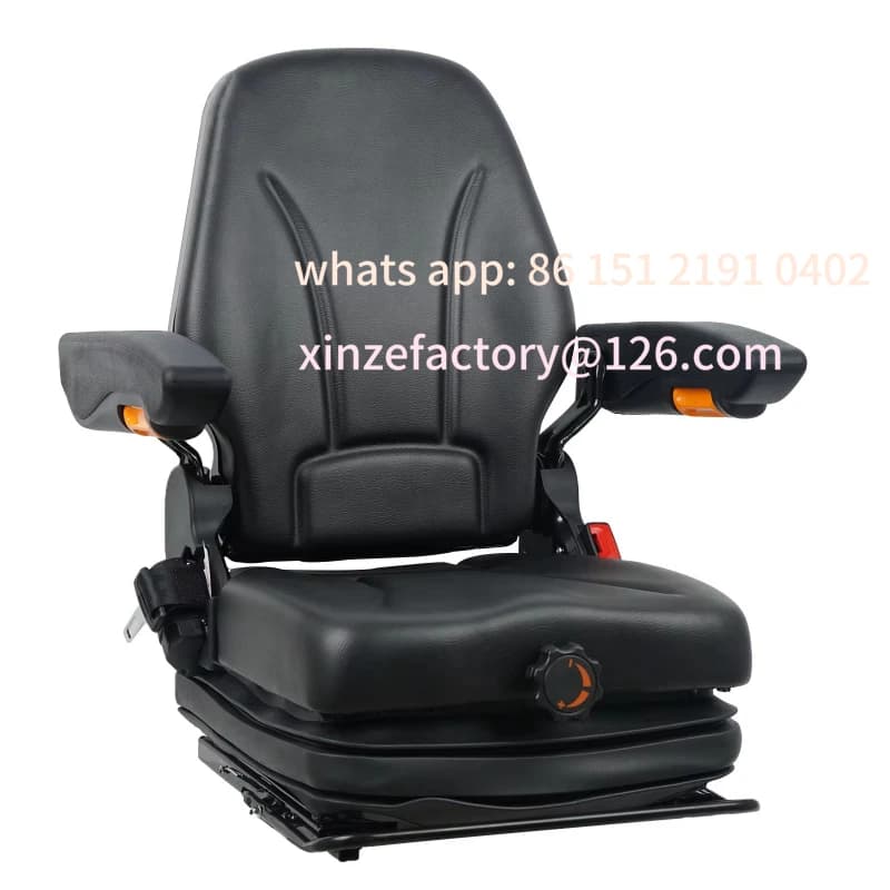 Customizable Black foldable back adjustable structure forklift dump seat with suspension and retractable seat belt