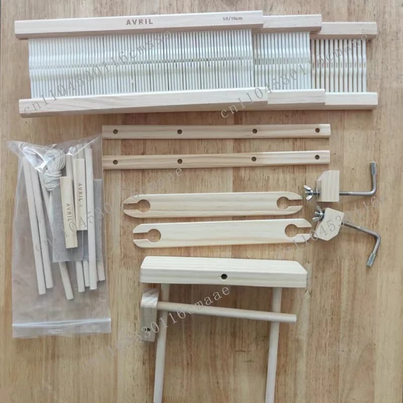 DIY Solid Wood Multi-functional Weaving Loom, Household Spinning Wheel Handmade Wool Production Textile Tapestry
