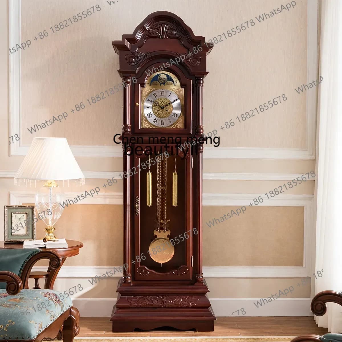 32 German Helmler European floor clock living room retro vertical solid wood mechanical large clock