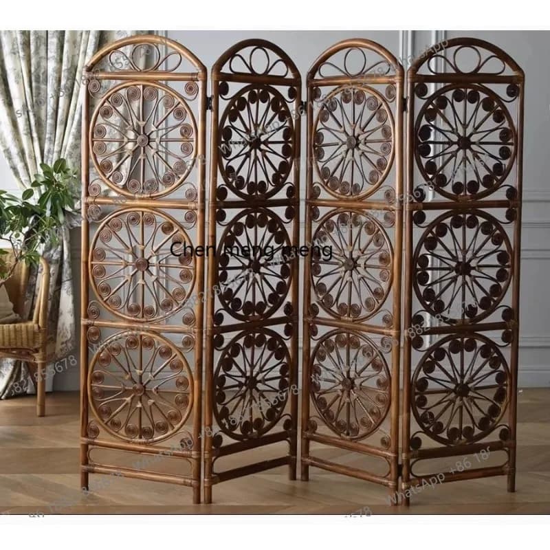 Rattan screen, B & B hotel folding screen tea room partition casual retro