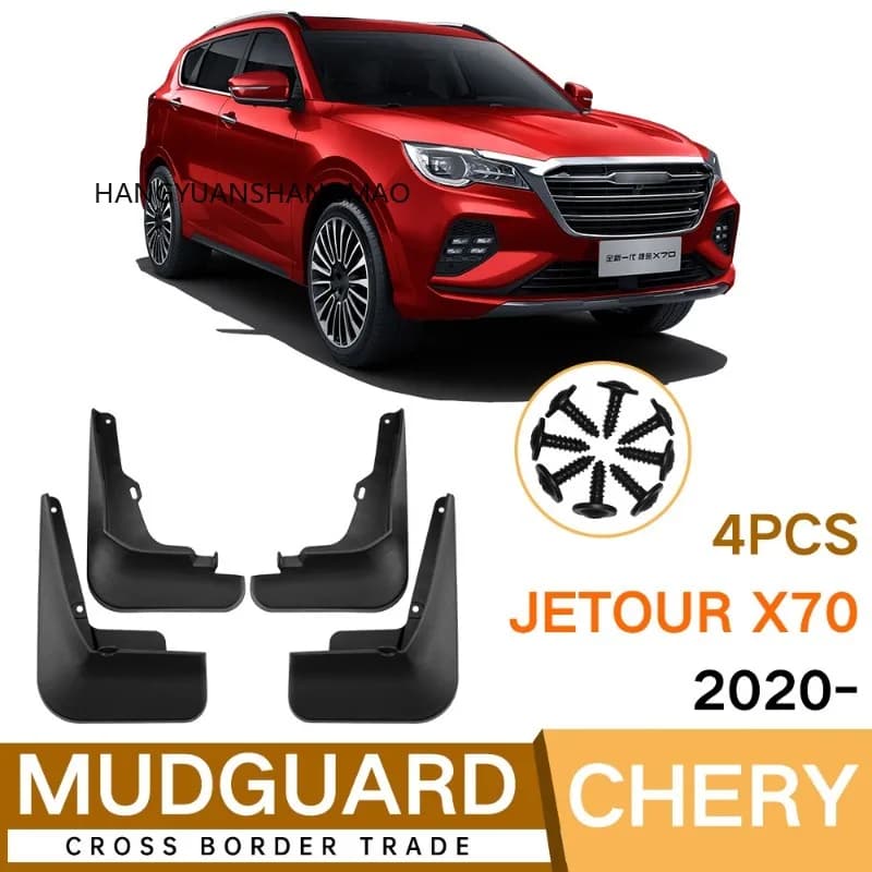 FOR Chery JETOUR X70 2020-2024 Mud Flaps Splash Guards Car Accessories Black ABS Set of 4 Pieces for Fender Mudguard