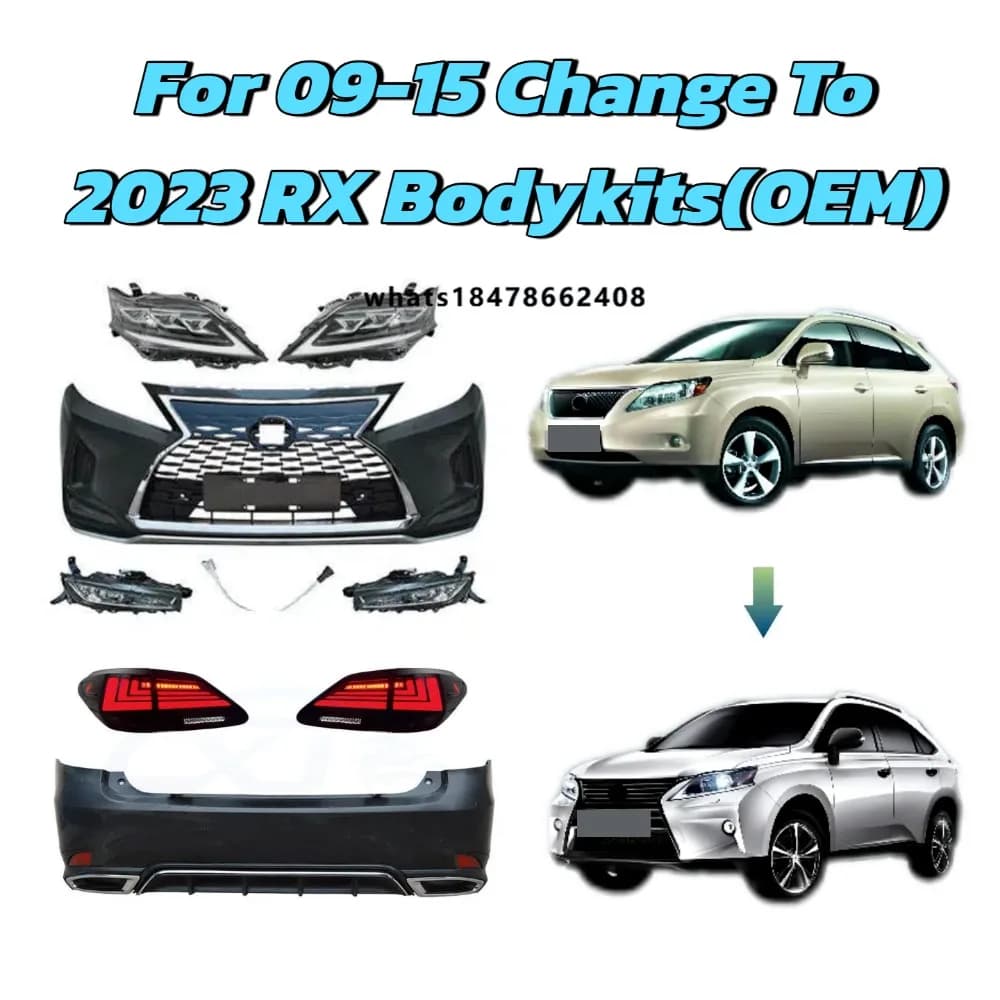 Full Body Kit Fits for  RX350 RX450h 2009-2015 Upgrade to 2023 2024 Style Facelift Kit with LED Headlight Taillight Grille