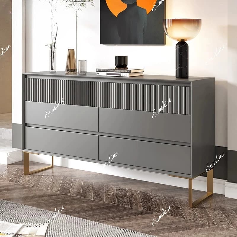 Modern simple solid wood bedroom drawer cabinet entrance living room decorative storage side cabinet