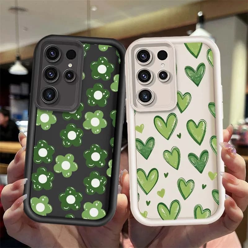 Cute Green Painting Design For Samsung Galaxy S25 S24 S23 S22 S21 Ultra Lite Plus FE Eye Ladder Phone Case Cover