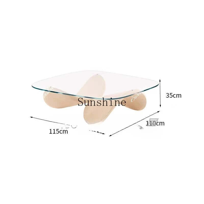 Light luxury design Nordic small apartment coffee table glass edge table creative personalized coffee table  FT