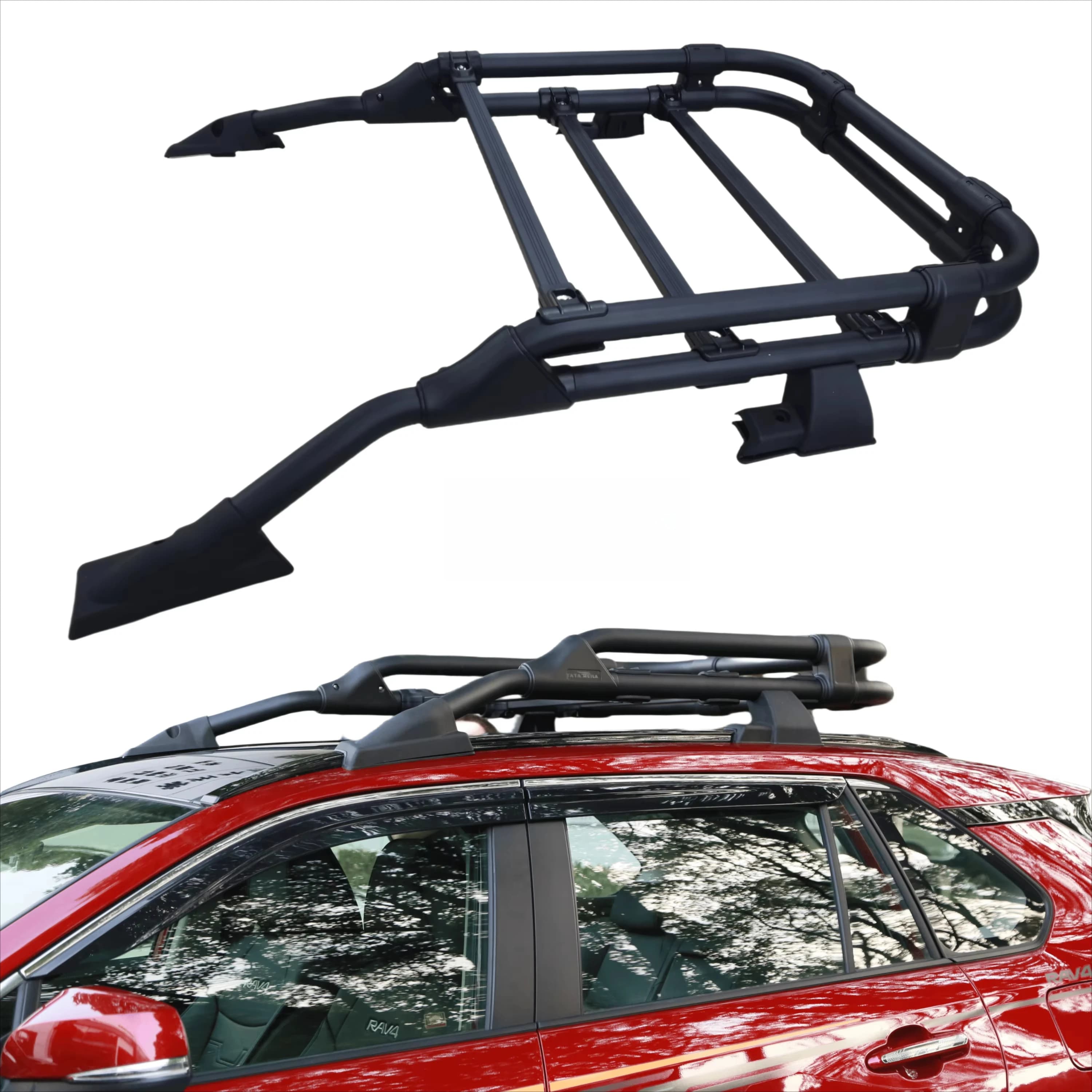 Car Roof Racks Roof Basket TOYOTA RAV4 2019-2025 High Quality Aluminum Alloy Roof Rack Carrier Black+Silver Easy Installation
