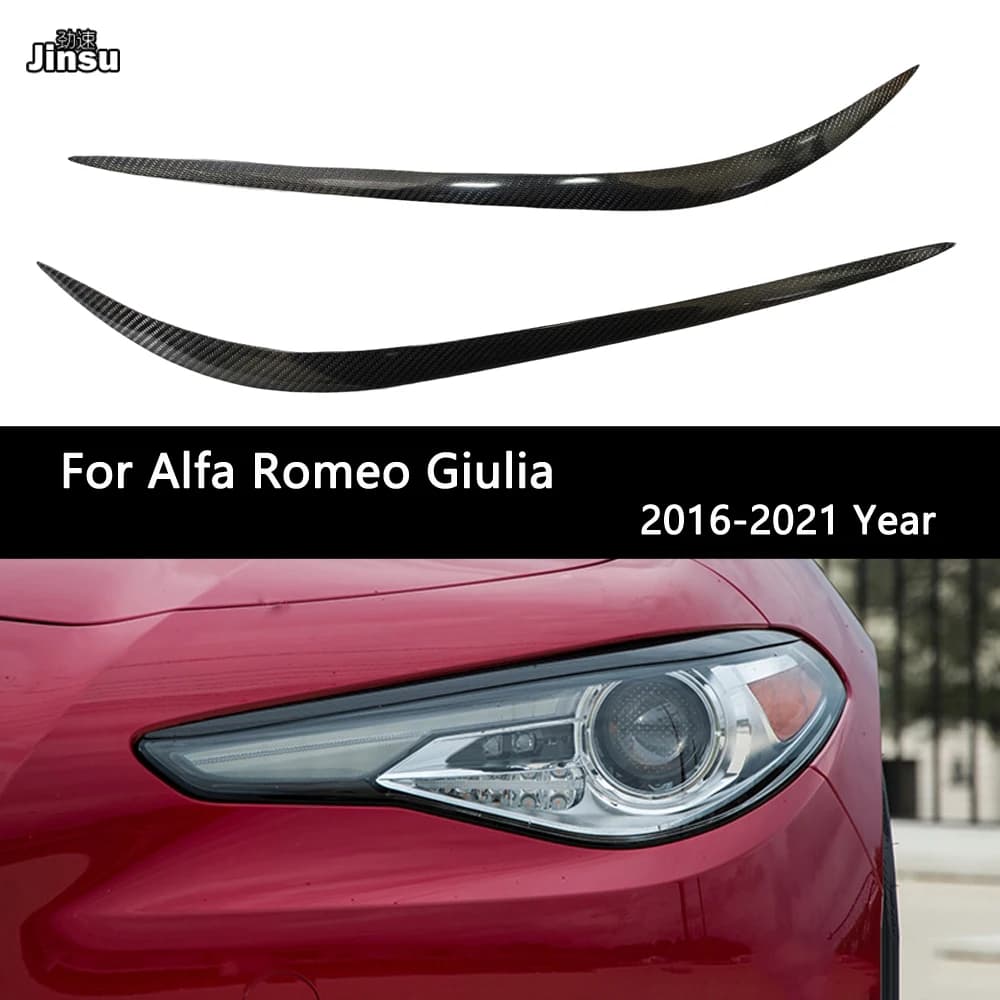 Carbon Fiber Front Headlamp Eyebrow Headlight Eyelids For Alfa Romeo Giulia 2.0T 200HP 280HP 2015 - 2018 Fiber Glass Primer FRP