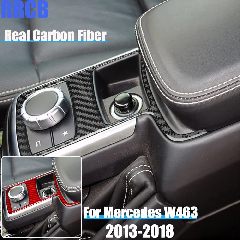Real Carbon Fiber Car Accessories Cigarette Lighter Soft Cover Sticker For Mercedes Benz G Class W463 G500 G63 G65 G350d 2013-18
