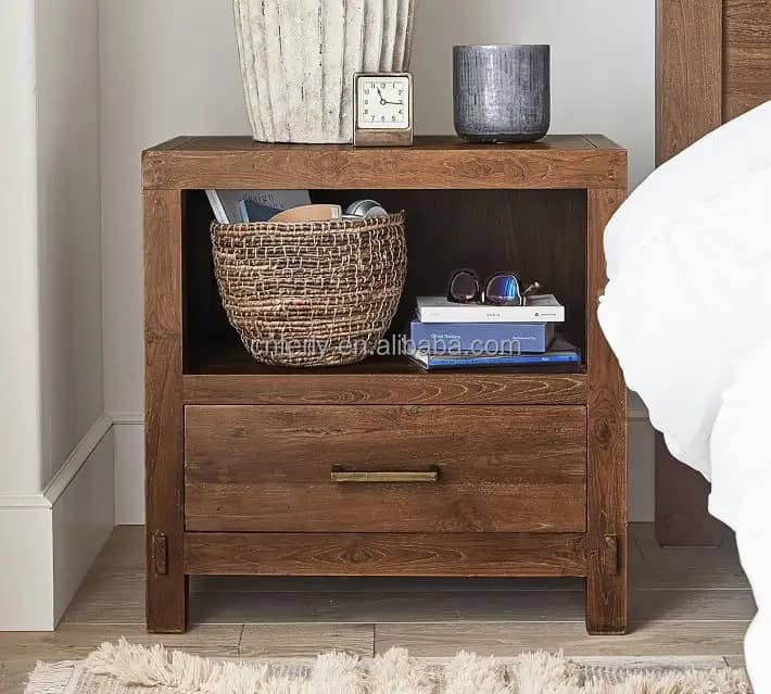 Luxury Modern Home Furniture Bedroom Furniture American Style Russian Oak Storage Open Nightstand