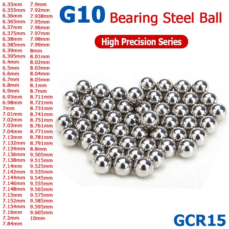 100-1000pcs 6.35~10mm High Precision Steel Balls G10 Bearing Steel GCR15 6.385/6.4/6.5/6.95/7.01/7.132/7.154/7.84/7.95/8.02/9mm