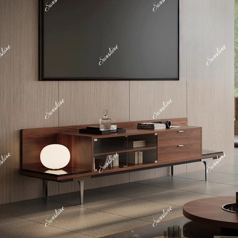 TV cabinet Italian light luxury living room small apartment storage metal feet high-end