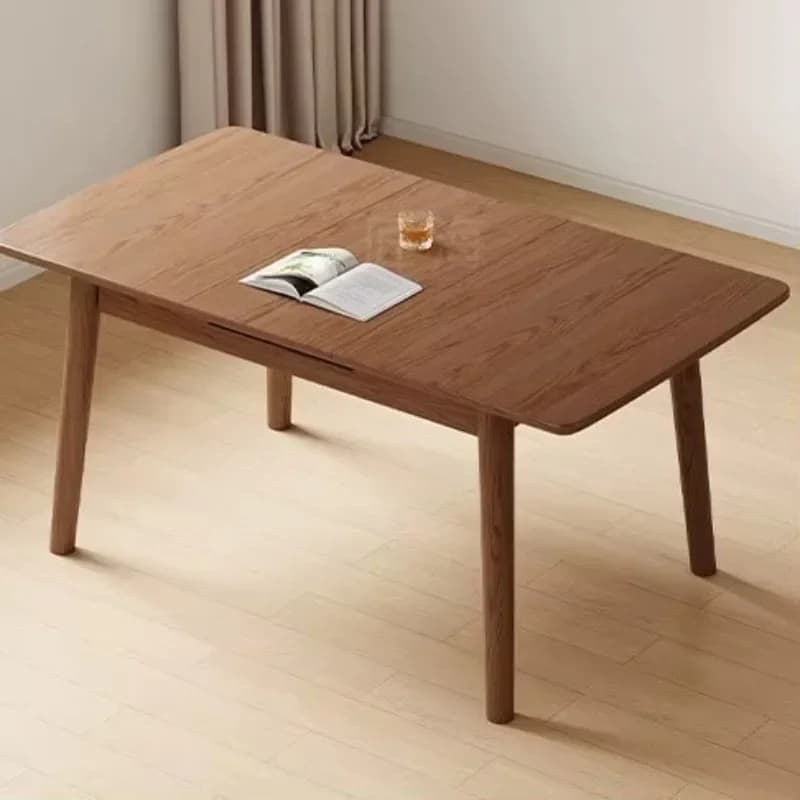 Retractable Solid Wood Dining Table Household Rectangular Small Apartment Dining Room Dining Room Folding Table Andn29