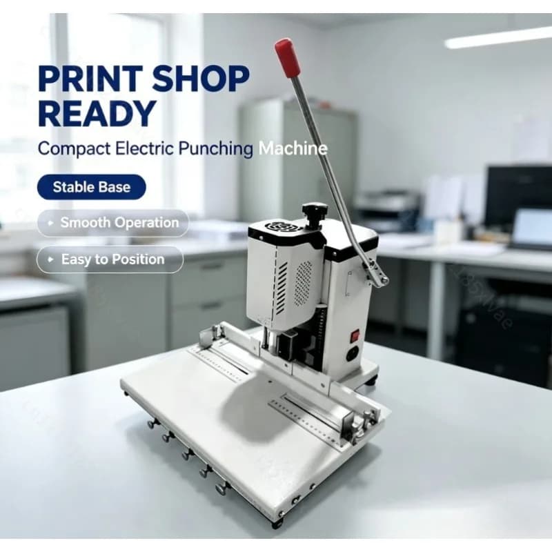 Continuous Punching Machine with Mobile Platform, Multi-Hole Driller for Office/Accounting/Graphic Shops/Files
