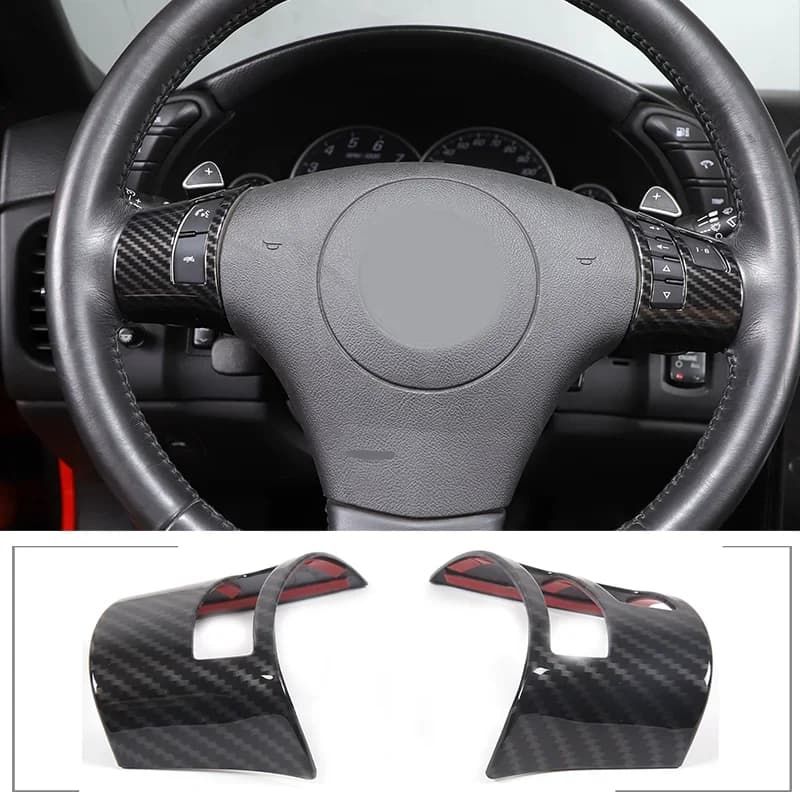 For Chevrolet Corvette C6 2005-2013 ABS Carbon Fiber Steering Wheel Button Frame Trim Stickers Car Accessories