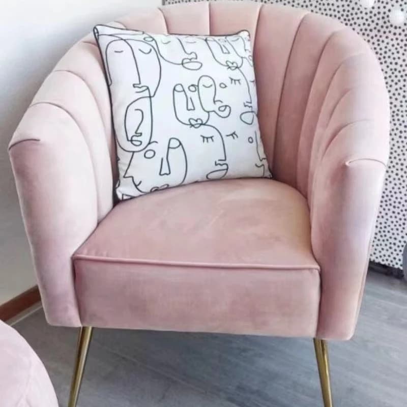 New Modern Furniture Round Flower Pattern Metal Velvet Living Room Sofa Chair